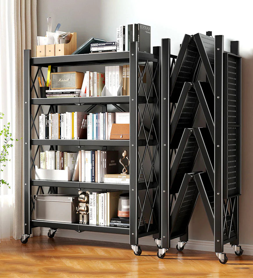 Heavy Duty Foldable Metal Organizer Shelves with Wheels