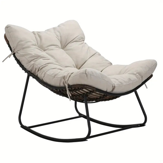 1pc Oversized Patio Rattan Wicker Rocking Chair