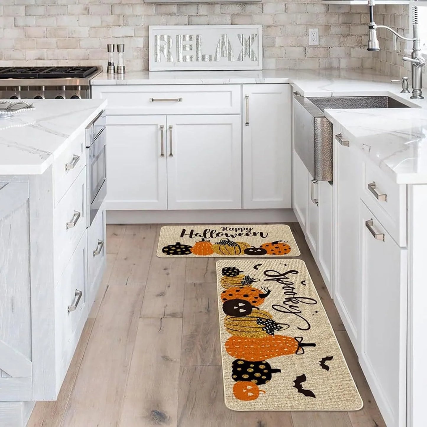 For Home Seasonal Farmhouse Fall Holiday Autumn Maple Harvest Low Profile Kitchen Floor Mat