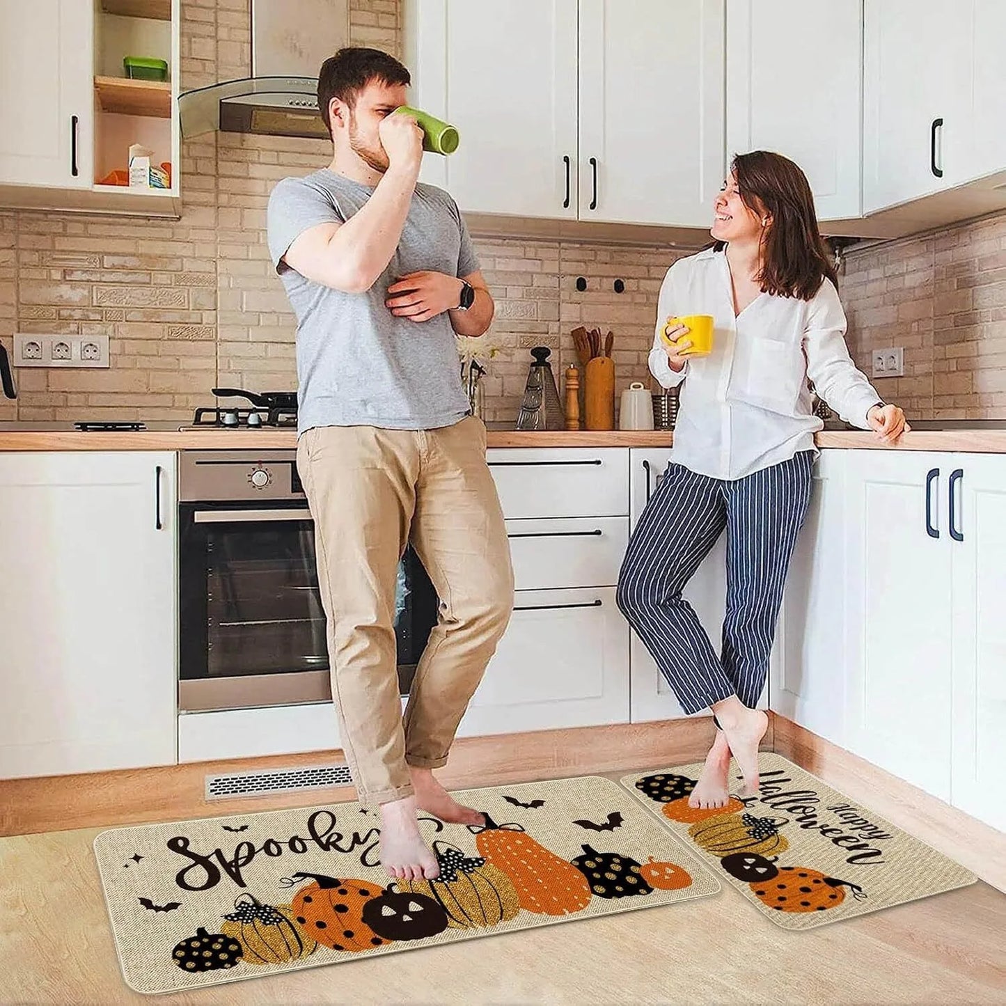 For Home Seasonal Farmhouse Fall Holiday Autumn Maple Harvest Low Profile Kitchen Floor Mat