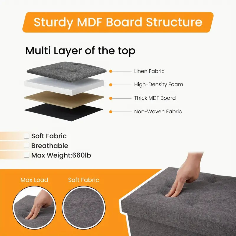 Large multifunctional folding footstool with storage function